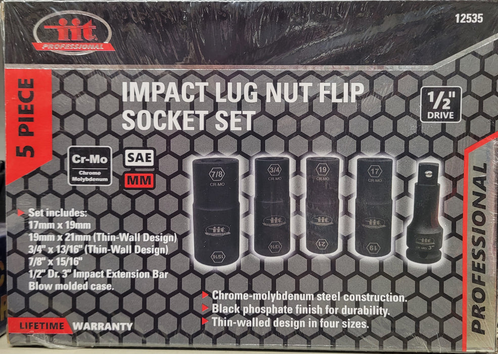 Impact Lug Nut Flip Socket 5pc