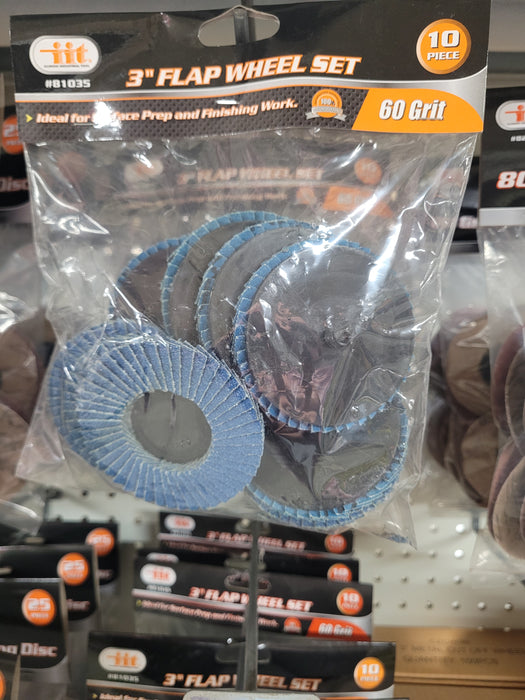 Flap Wheels 3" 60 Grit 10pc.  ITT