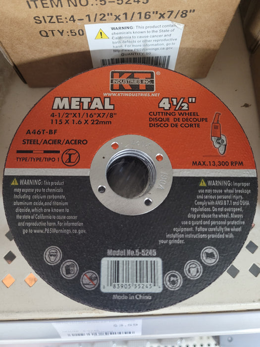 Metal Cut-Off Wheel 4.5" EACH - HOUSE