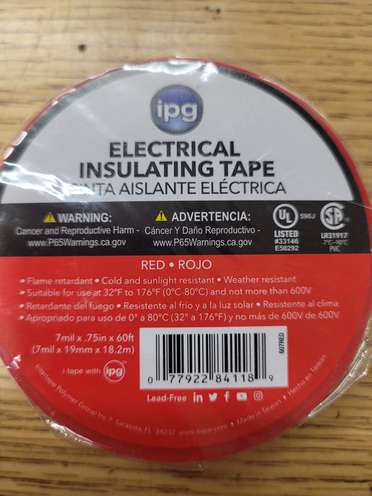 Tape 3/4"x60' Electrical Tape Red - House