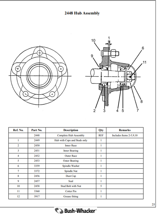 Bush-Whacker OEM BW 2448 Hub Assembly