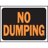 No Dumping Plastic Sign 9" x 12"