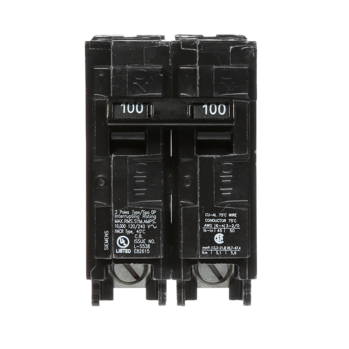Siemens Q2100 2-Pole 100A Circuit Breaker  HH