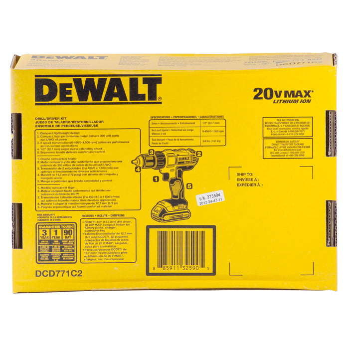 DeWalt 20-Volt MAX Lithium-Ion Compact Drill Kit