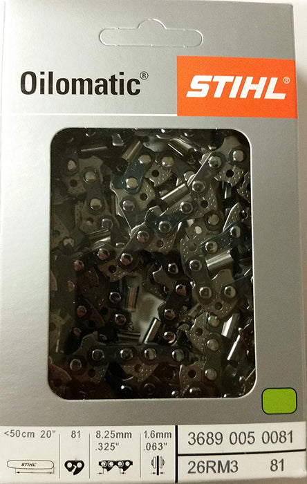 Stihl OEM 3689-005-0081 20" Oilomatic Rapid Micro Chain 26RM3 (81 Drive Links)