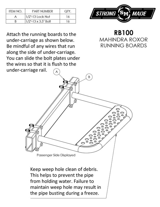 Strong Made Running Board Kit for Mahindra Roxor 2018-2025